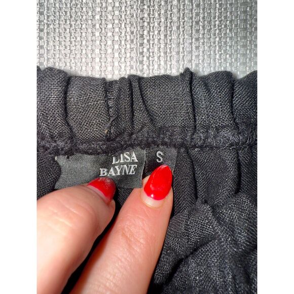 Lisa Bayne 100% Linen Barrel Pant - Black S - Picture 5 of 7